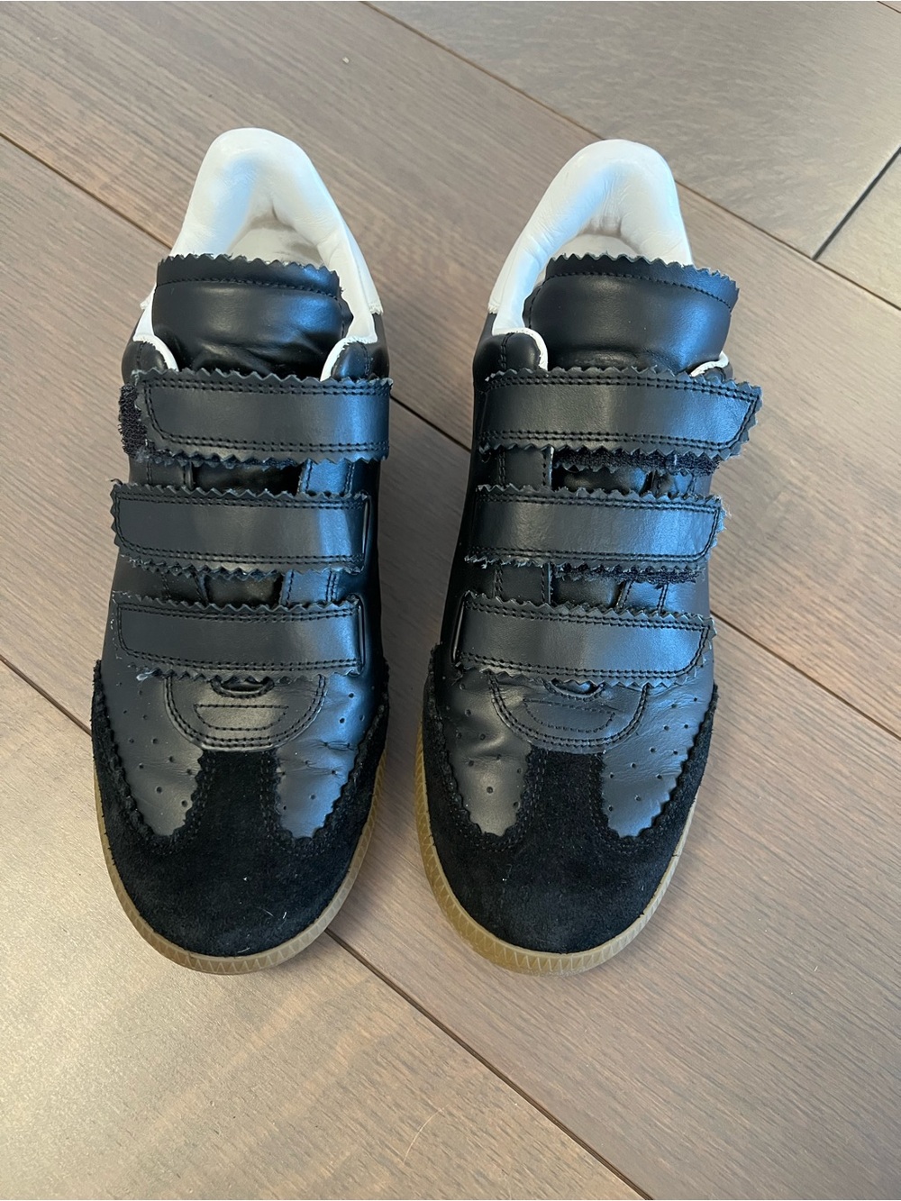 Isabel Marant Black and White Triple Strap Sneakers
